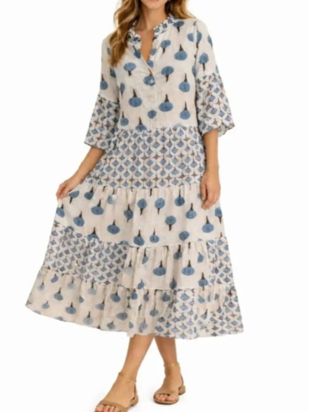 💙💙💙 P2P 20" Italy Linen Camille & Co Midi / Maxi Dress